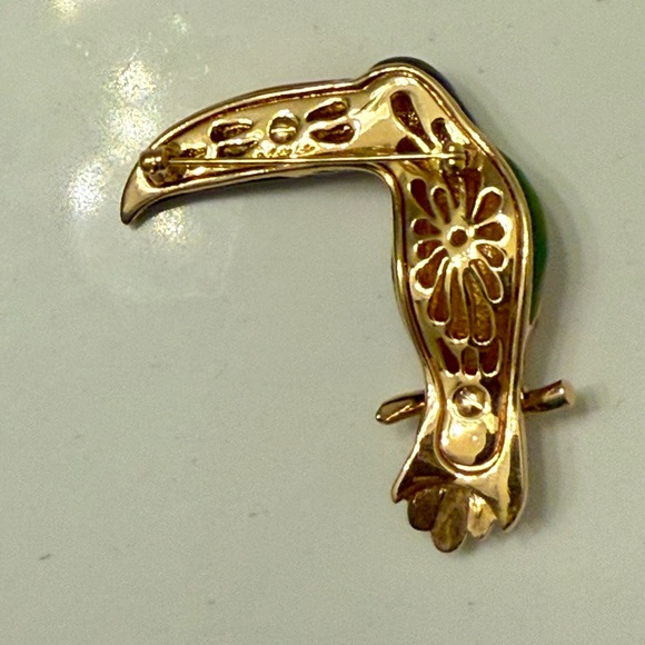 Judith Leiber Toucan Bird Parrot Pin Brooch Enamel & Crystals- Signed - Picture 3 of 12